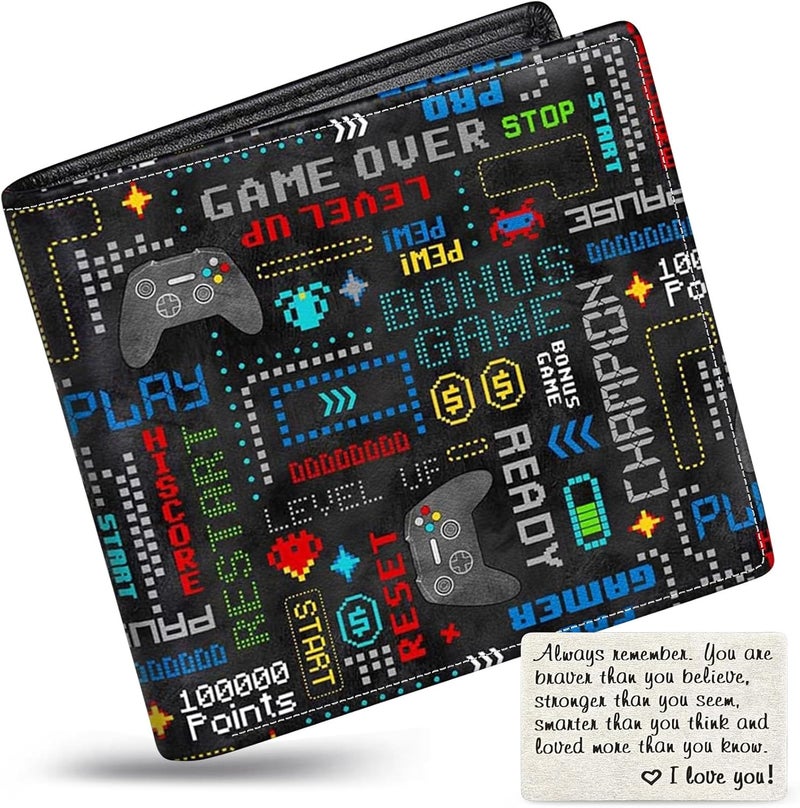 Mindow Boys Wallet for Kids, Teen Boy Soccer Wallets 9-12 8-10 8-12, Cool Novelty Leather Bifold Rfid Blocking Purse Coin Pocket Zipper Id Window for Children Men Male Youth Guys Birthday Christmas Gifts - Image 1